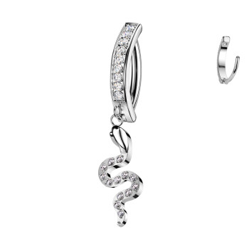 Piercing Banana Ombelico in Titanio con Serpente Pendente
