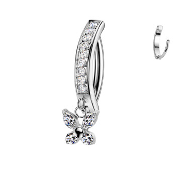 Titanium Banana Belly Button Piercing with Butterfly Pendant