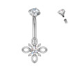 Piercing Banana Ombelico Fiore in Titanio con Cristalli