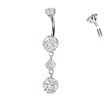 Piercing Banana Ombelico con Tre Cristalli Pendenti