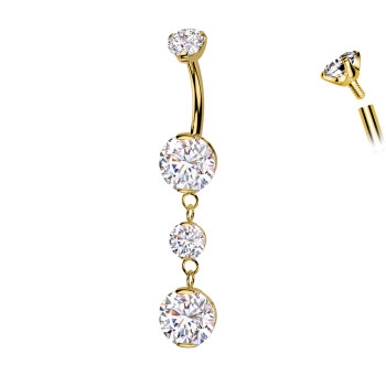 Piercing Banana Ombelico con Tre Cristalli Pendenti