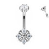 Navel Piercing with Round Crystal Flower