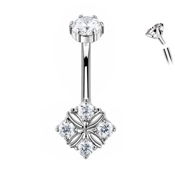 Piercing Ombelico con Fiore di Cristalli Rotondi