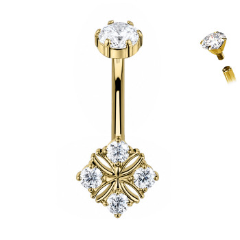 Piercing Ombelico con Fiore di Cristalli Rotondi