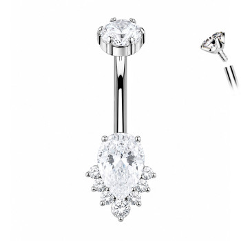 Piercing Ombelico con Cristallo a Goccia e Zirconi