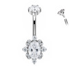 Piercing Ombelico con Cristallo Ovale e Zirconi