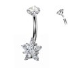 Titanium Navel Piercing with Star on Crystal Flower