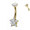 Titanium Navel Piercing with Star on Crystal Flower
