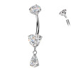 Piercing Banana Ombelico con Cuore e Cristallo a Goccia