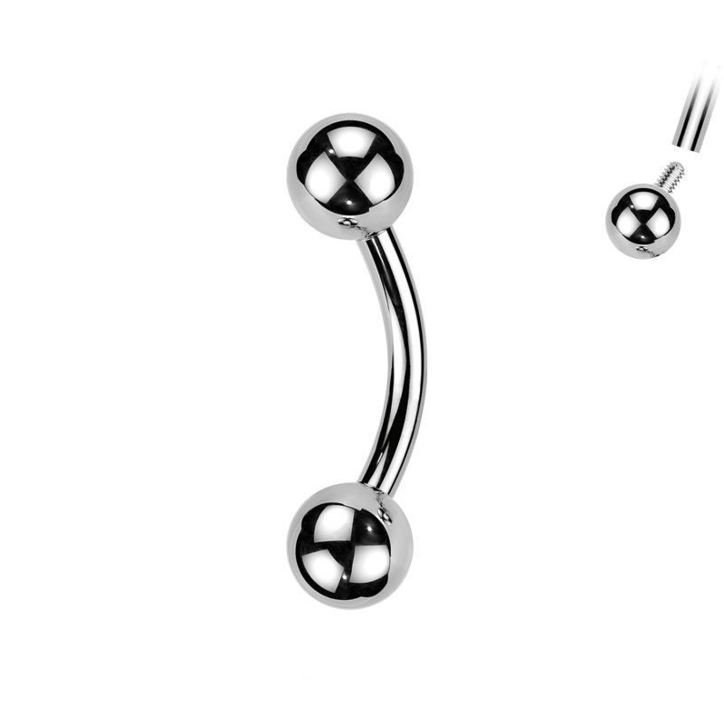 Piercing Banana Sopracciglio in Titanio con Filettatura Interna