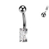 Titanium Eyebrow Piercing with Rectangular Crystal