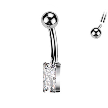 Piercing Sopracciglio in Titanio con Cristallo Rettangolare