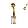 Titanium Eyebrow Piercing with Rectangular Crystal