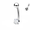 Titanium Eyebrow Piercing with Round Crystal