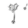 Titanium Eyebrow Piercing with Heart and Crystal