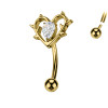 Titanium Eyebrow Piercing with Heart and Crystal