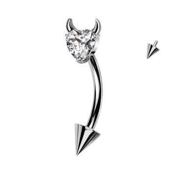 Piercing Sopracciglio in Titanio con Cuore e Corna
