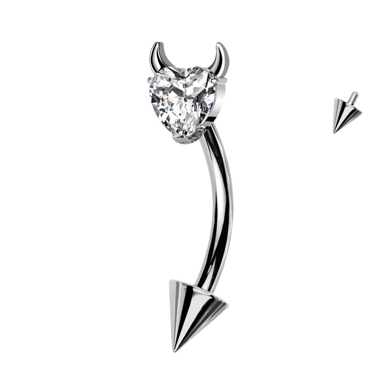 Piercing Sopracciglio in Titanio con Cuore e Corna