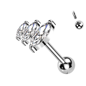 Piercing con TRE Cristalli in Titanio