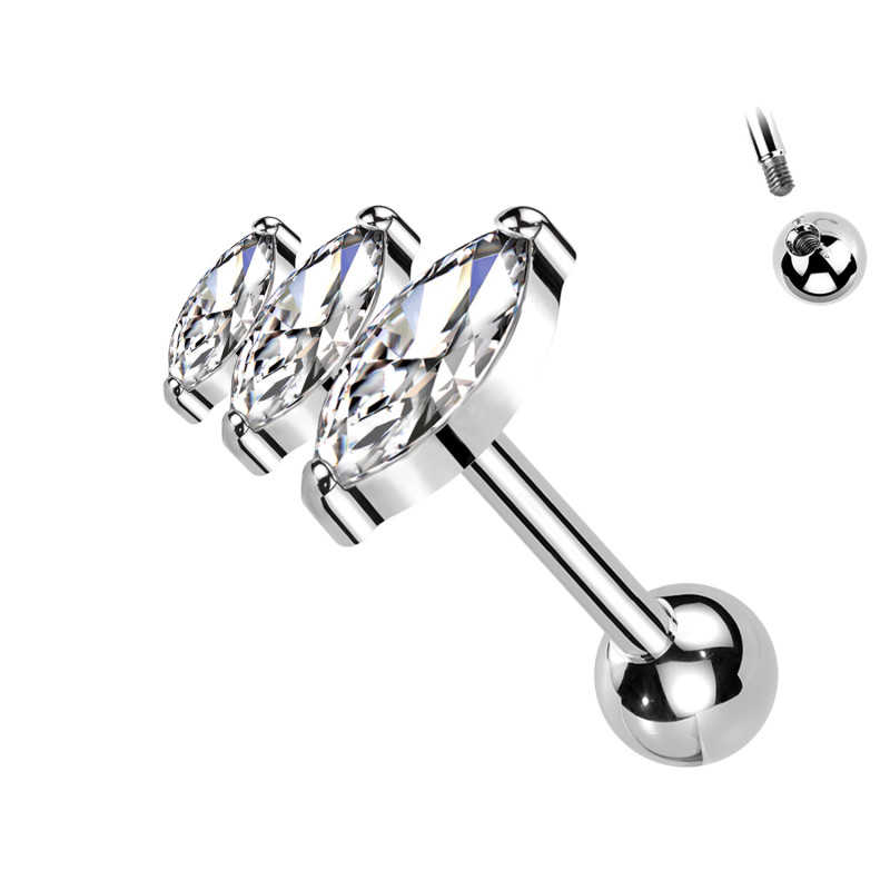 Piercing with THREE Crystals in titanium