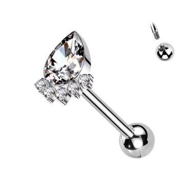 Piercing con Cristalli Zampa di Gatto a forma di Goccia  in Titanio