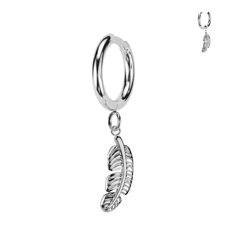 Cerchio Clicker in Titanio con Piuma Pendente, Helix