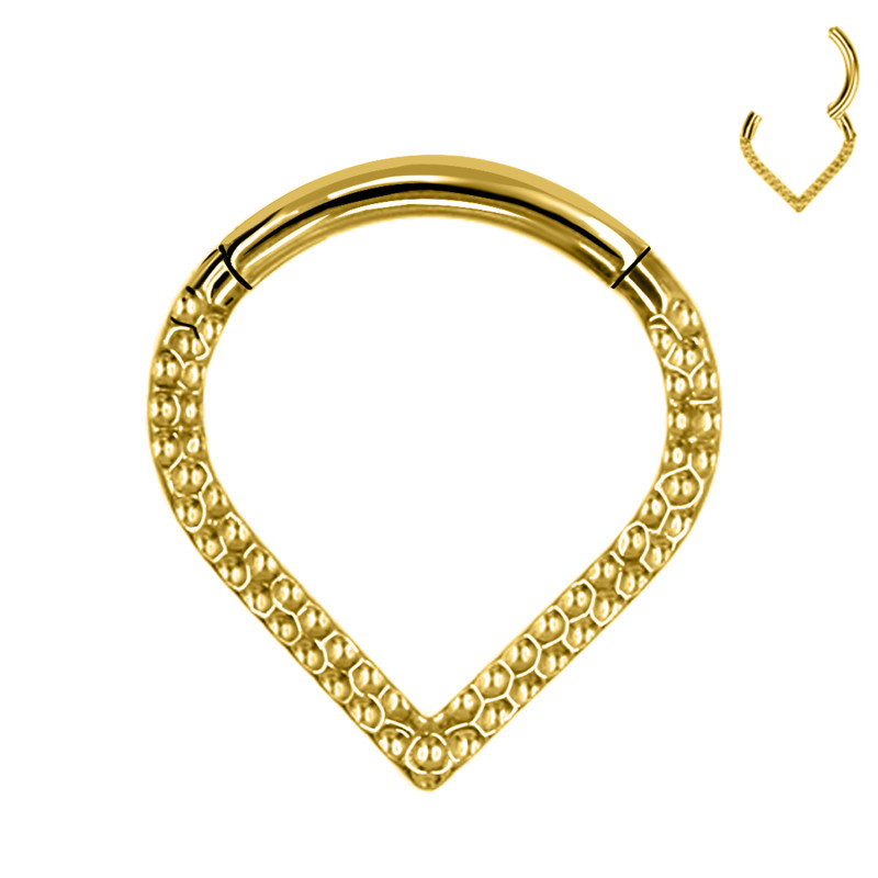 Clicker Hoop Piercing in Titanium with V-shaped Ball Cuts
