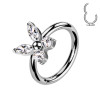 Piercing Cerchio Clicker in Titanio con Farfalla e Cristalli