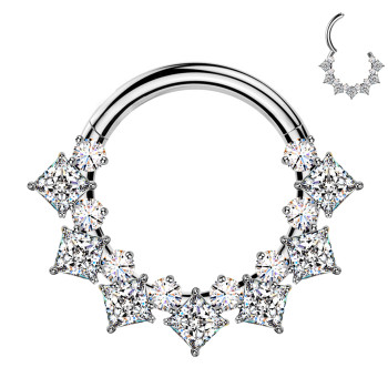 Piercing a Cerchio in Titanio con Cristallo Quadrato