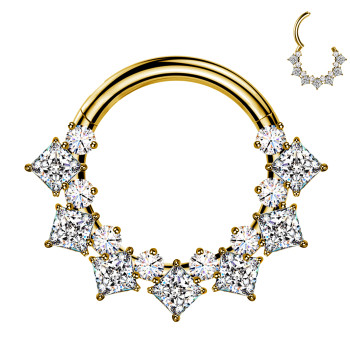 Piercing a Cerchio in Titanio con Cristallo Quadrato