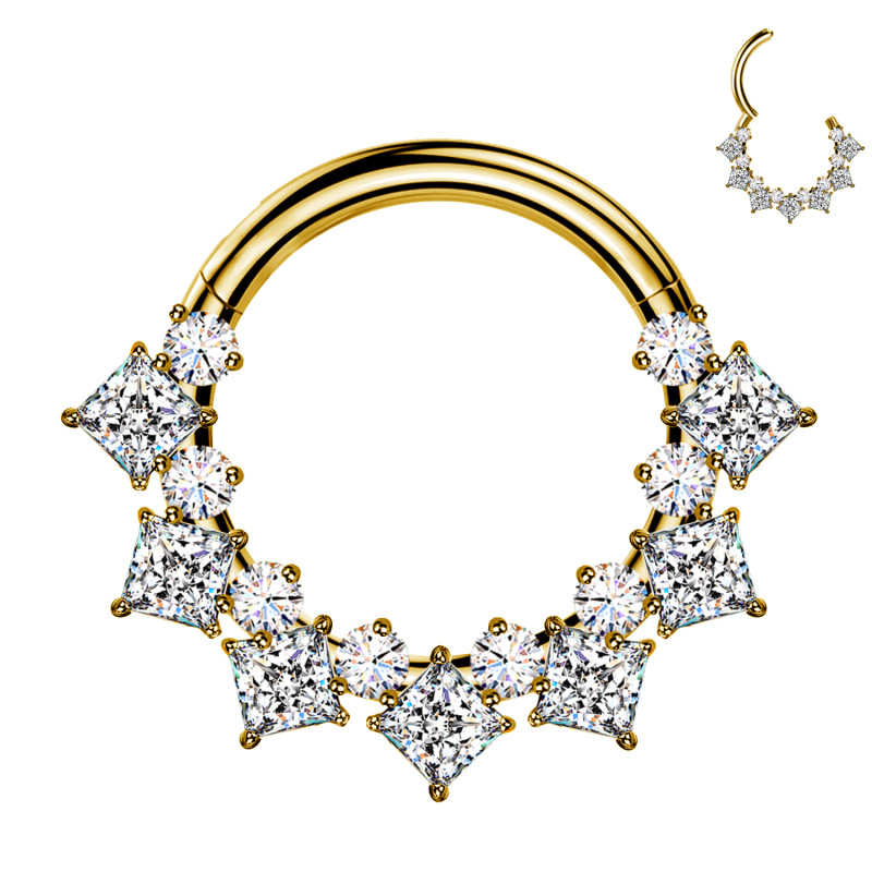 Piercing a Cerchio in Titanio con Cristallo Quadrato