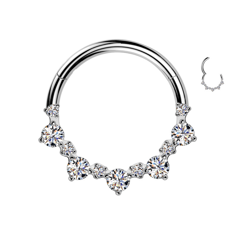 Titanium Clicker Circle Piercing with Graded Crystals