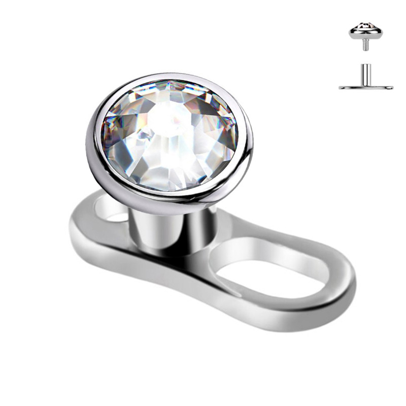 Sterile Titanium Dermal Anchor with Crystal, Dermal