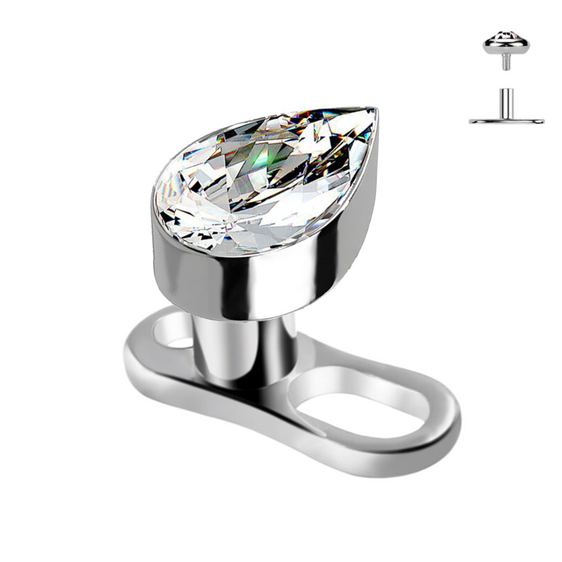 Dermal Anchor Crystal with drop shape, Dermal