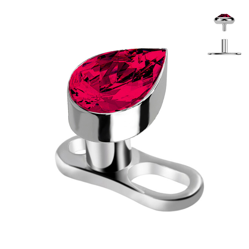 Dermal Anchor Crystal with drop shape, Dermal