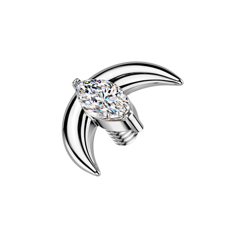 Crescent-Shaped Dermal Top with Crystal