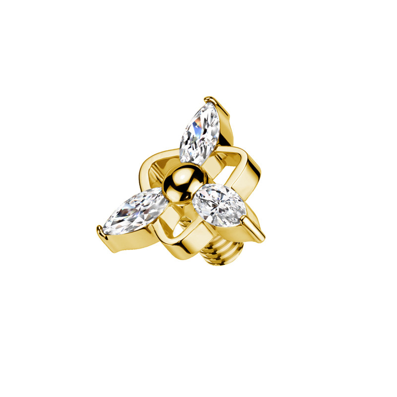 Three-Petal Flower-Shaped Dermal Top with Crystals