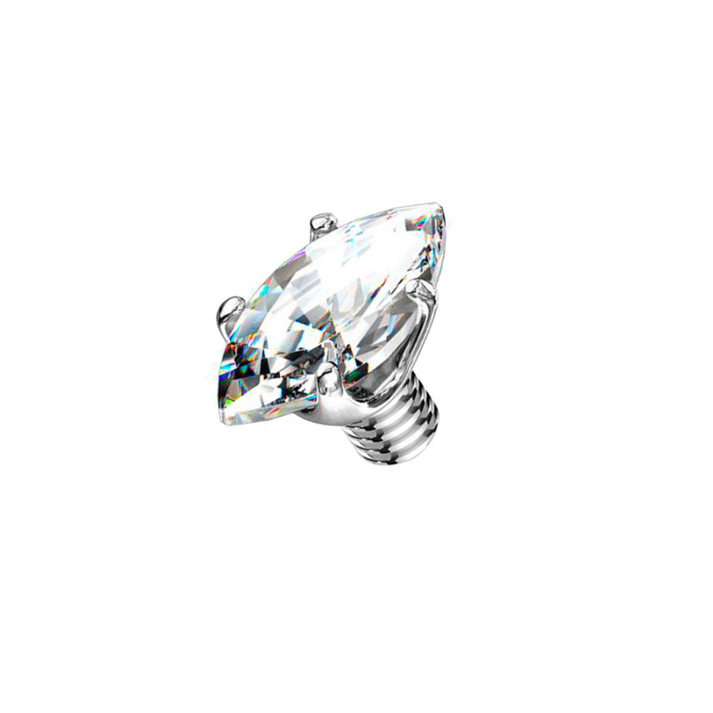 Titanium Dermal Top with Olive-Shaped Crystal