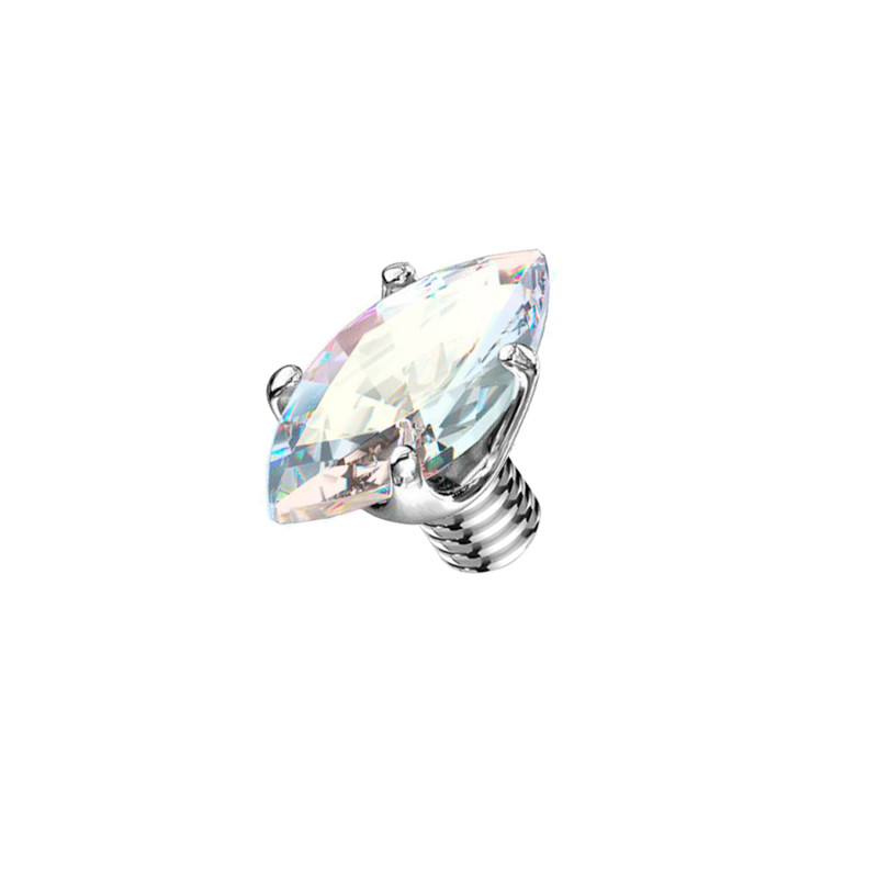 Titanium Dermal Top with Olive-Shaped Crystal