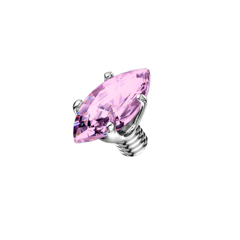 Titanium Dermal Top with Olive-Shaped Crystal