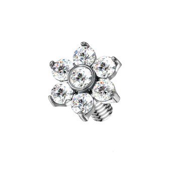 Dermal Top in Titanio con Cristallo a Fiore