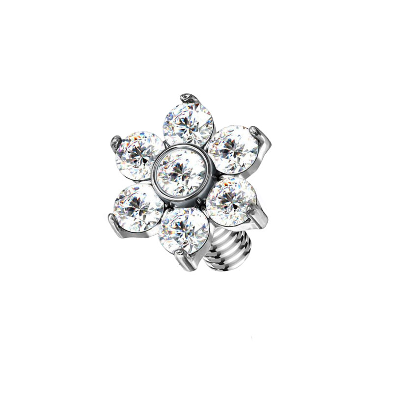 Titanium Dermal Top with Flower-Shaped Crystal
