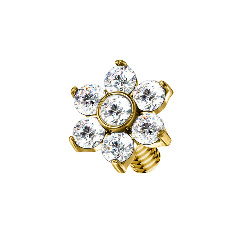 Titanium Dermal Top with Flower-Shaped Crystal