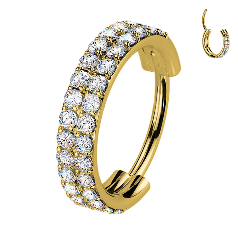 Circle Earring Clicker Multi Crystals, Helix