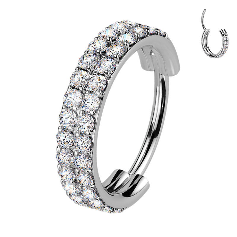 Circle Earring Clicker Multi Crystals, Helix