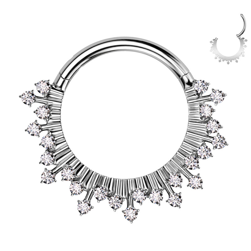 Circle Piercing Clicker with Crystals Vintage, Helix