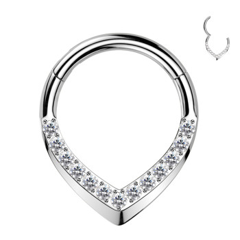 Piercing Cerchio Clicker a Forma di Goccia con Cristalli