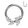 Piercing Cerchio Clicker con Cristalli e Foglie