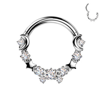 Piercing Cerchio Clicker con Stelle e Cristalli