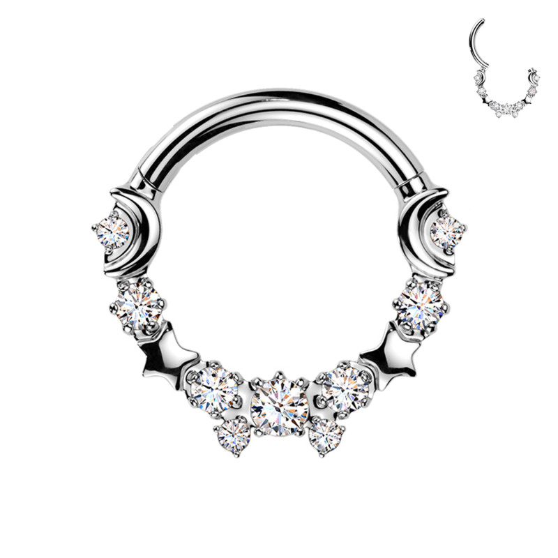 Piercing Cerchio Clicker con Stelle e Cristalli